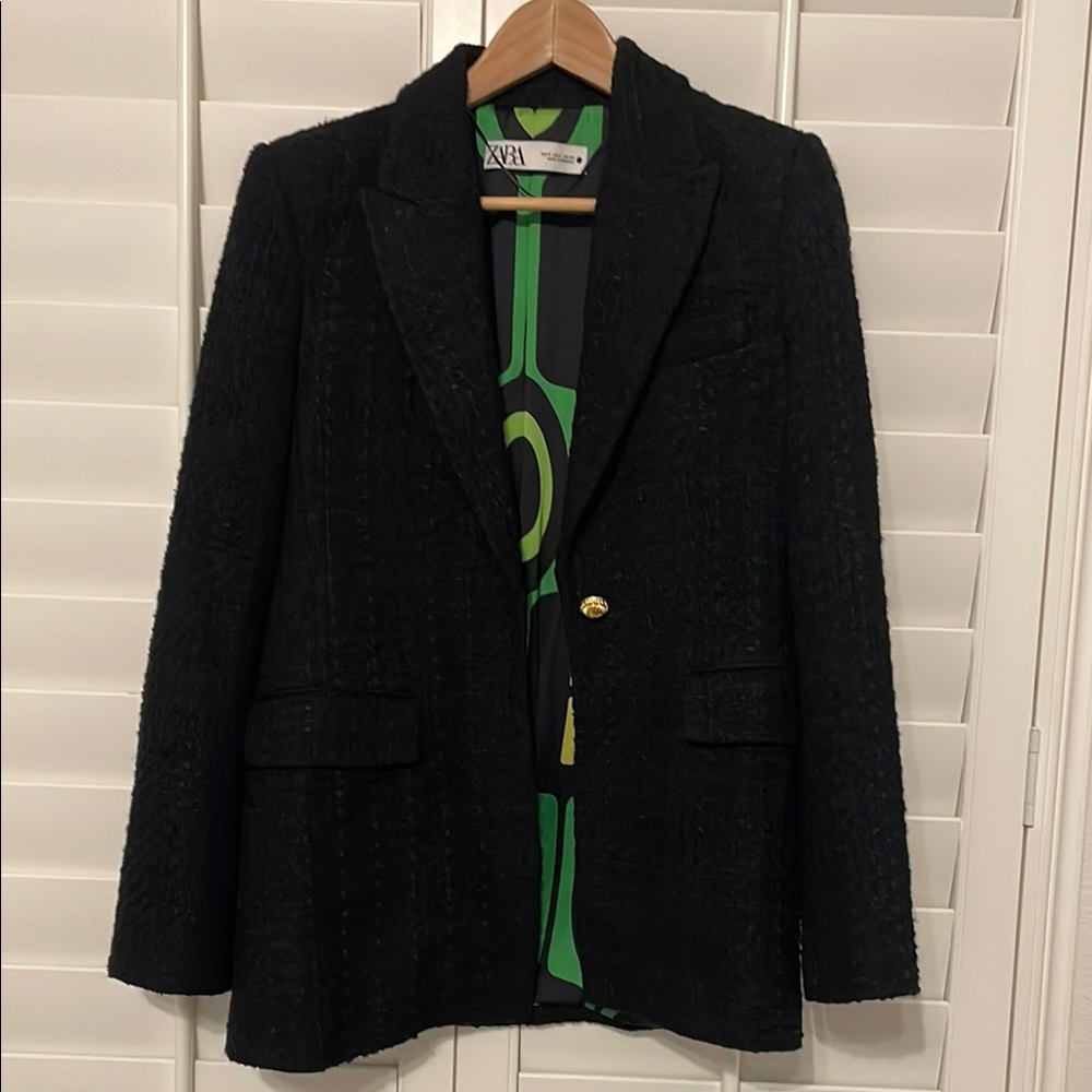 Zara Women's Black Tweed Blazer